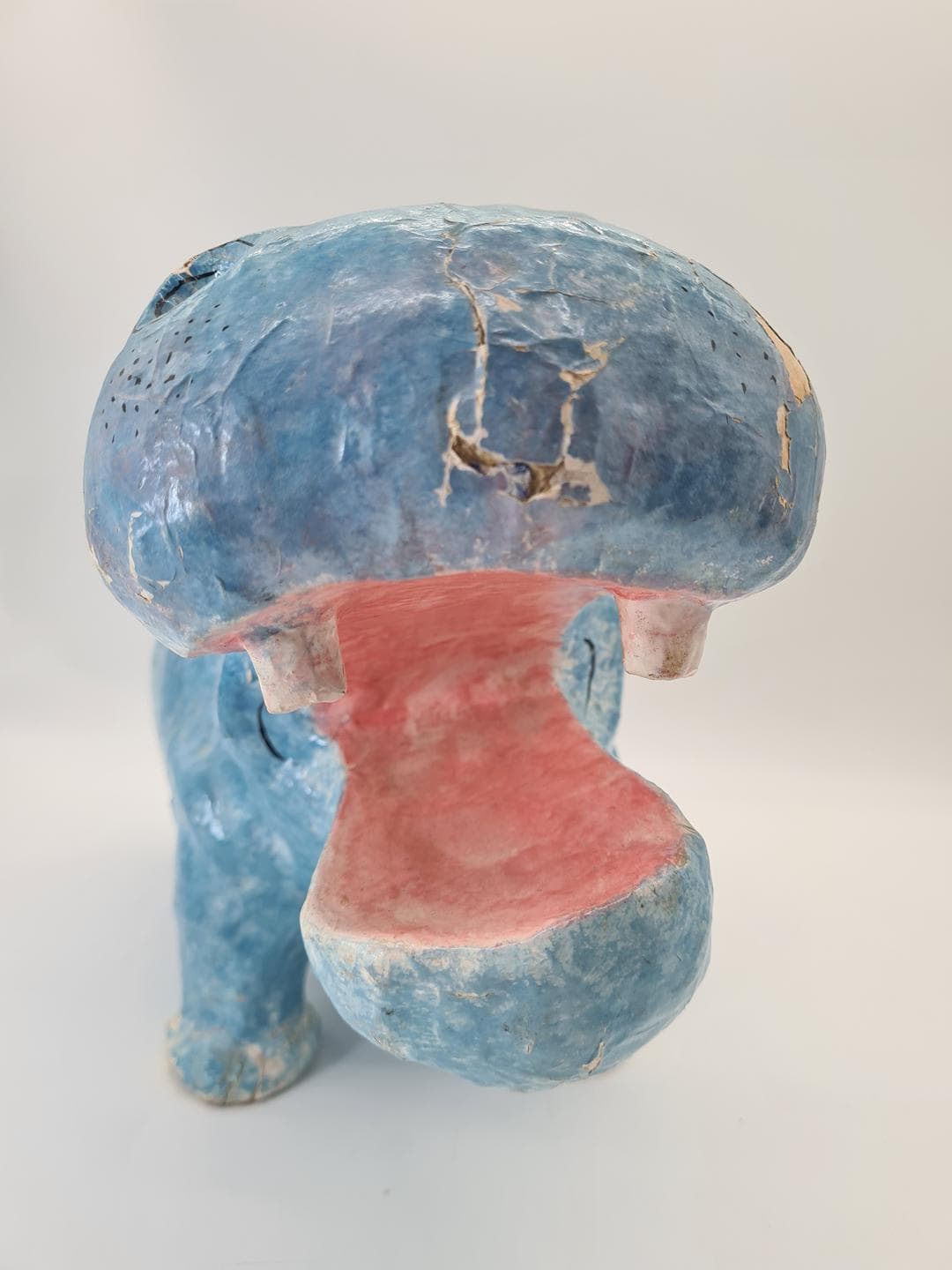 Figurka hipopotama, niebieski, papier-mâché, lata 70. - 378084