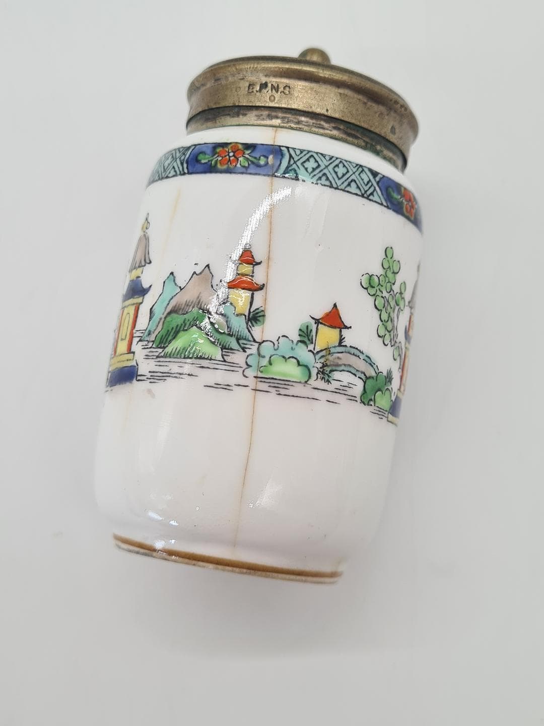 Three-piece condiment set Pagoda, bone china, metal, Crown Staffordshire, United Kingdom, 1970s - 378122