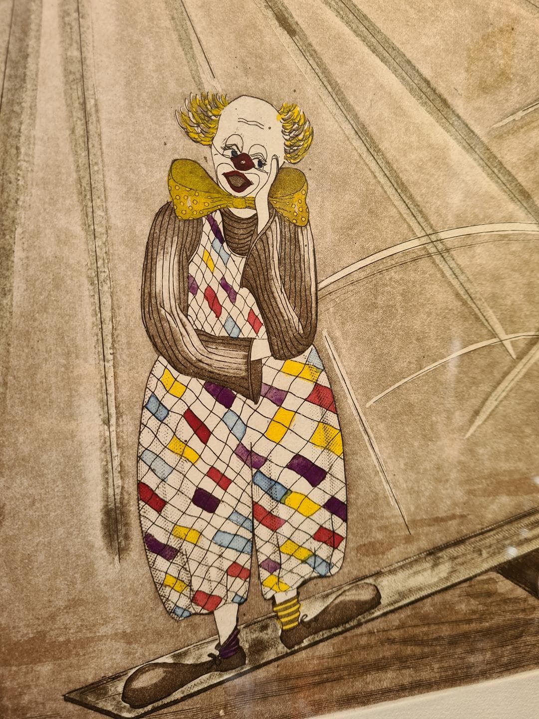 Grafika Klauni w cyrku, akwaforta i akwatinta, papier, proj. E. Pelz, Niemcy, lata 80. - 378163