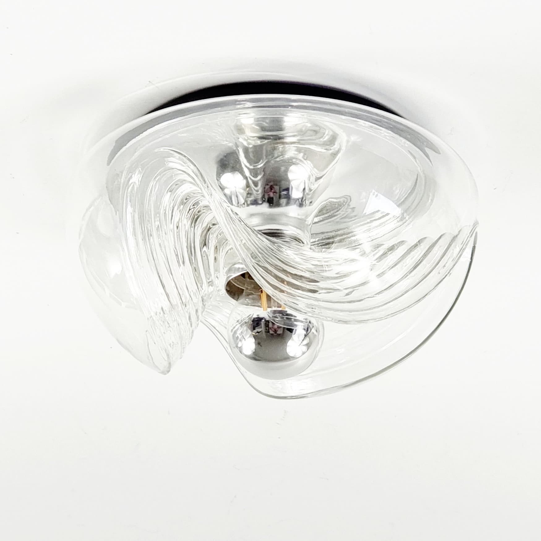 Kinkiet Wave, szkło transparentne, aluminium srebrny, Peill & Putzler, Niemcy, lata 70. - 378171