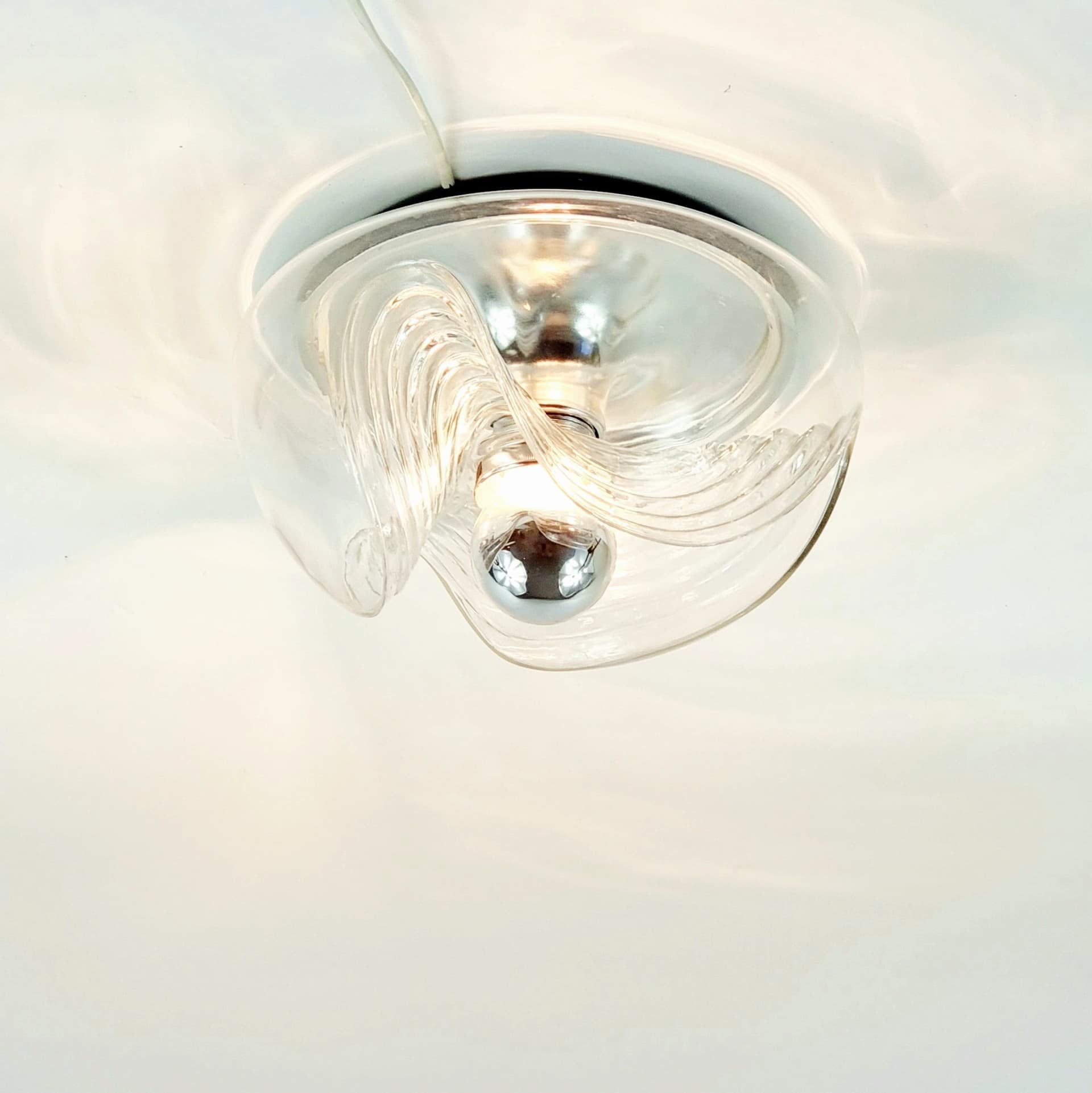 Kinkiet Wave, szkło transparentne, aluminium srebrny, Peill & Putzler, Niemcy, lata 70. - 378175