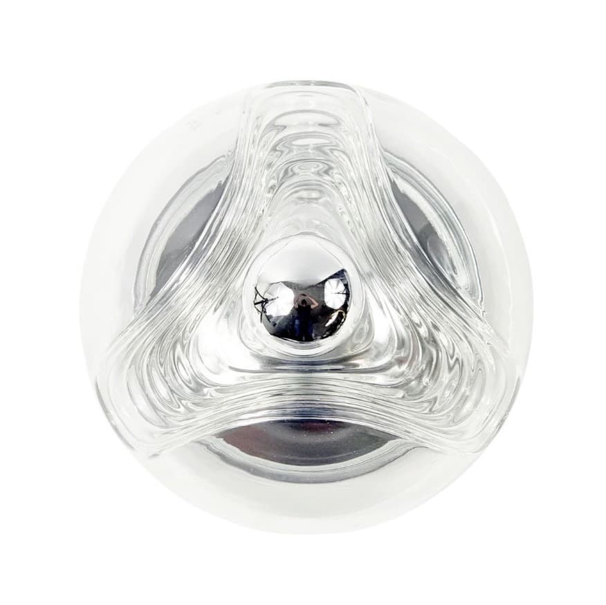 Kinkiet Wave, szkło transparentne, aluminium srebrny, Peill & Putzler, Niemcy, lata 70.