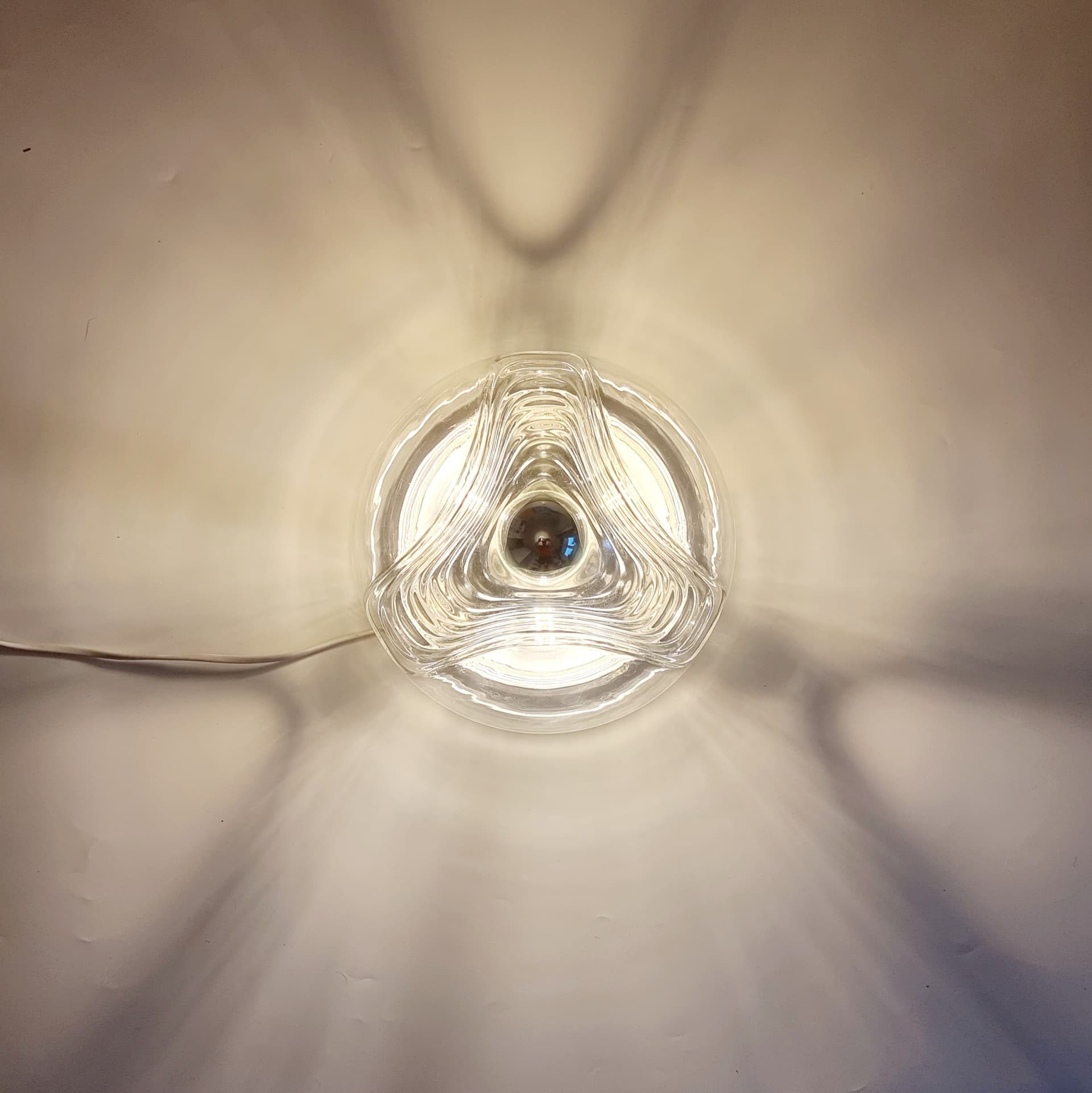 Kinkiet Wave, szkło transparentne, aluminium srebrny, Peill & Putzler, Niemcy, lata 70. - 378177