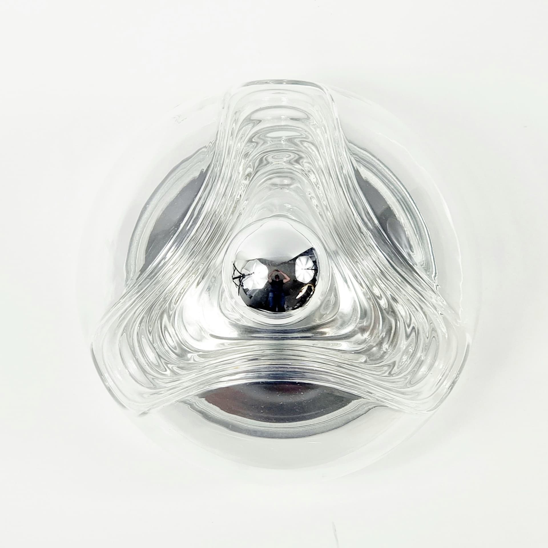 Kinkiet Wave, szkło transparentne, aluminium srebrny, Peill & Putzler, Niemcy, lata 70. - 378174