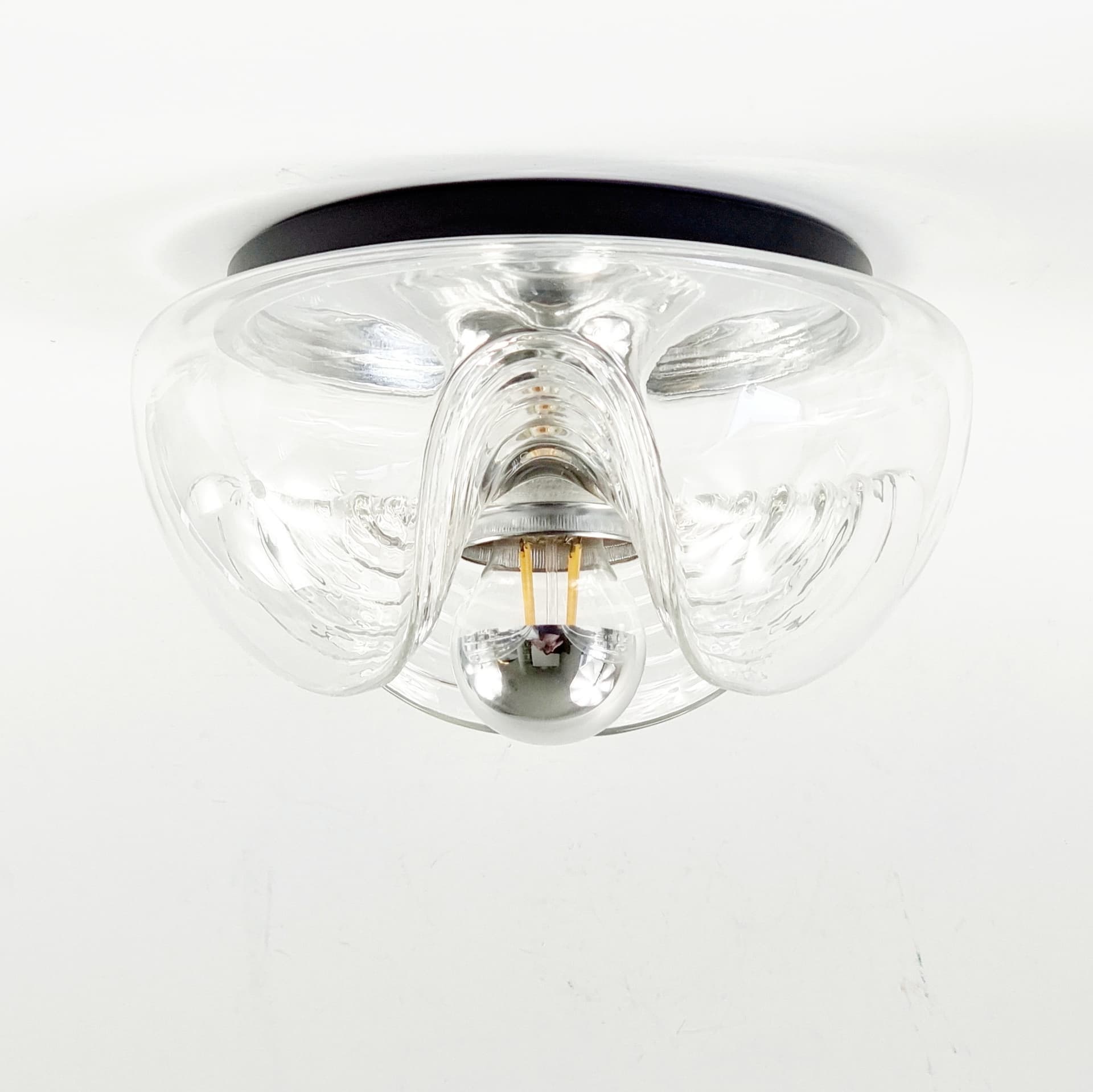 Kinkiet Wave, szkło transparentne, aluminium srebrny, Peill & Putzler, Niemcy, lata 70. - 378172
