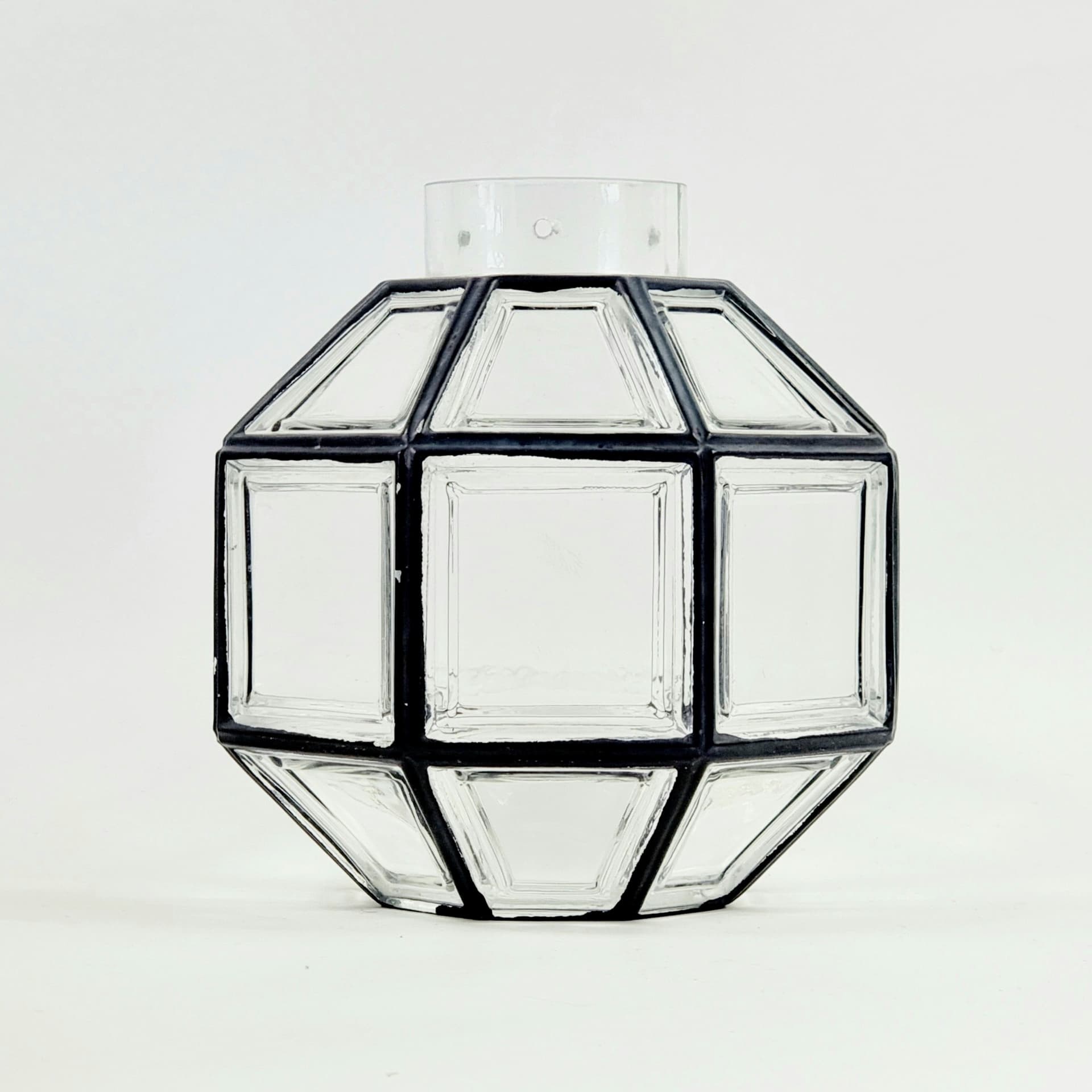 Lampa sufitowa, szkło transparentne, mosiądz, Limburg, Niemcy, lata 70. - 378188