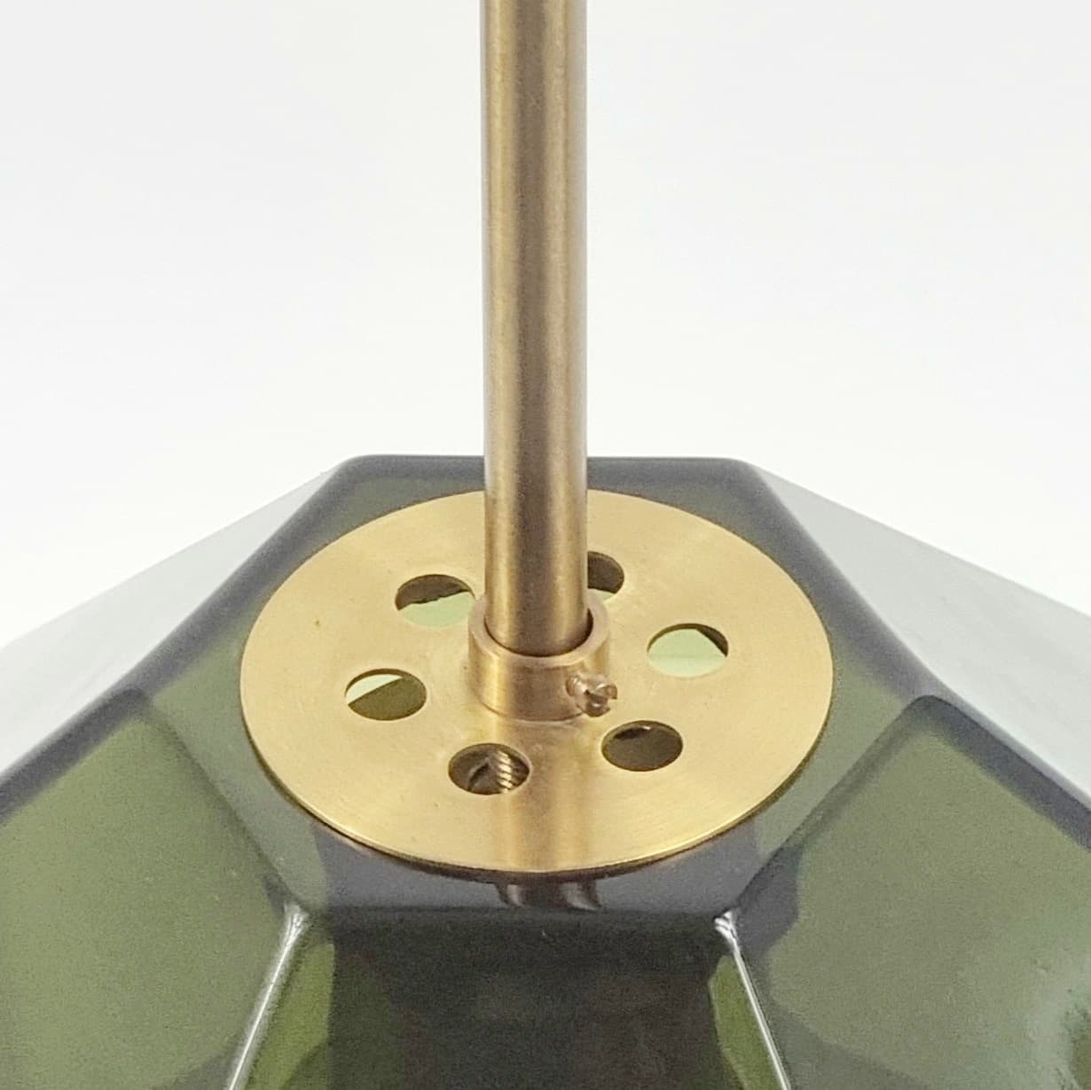 Lampa sufitowa, szkło zielone, mosiądz złoty, proj. C. Fagerlund, Orrefors, Szwecja, lata 60. - 378195