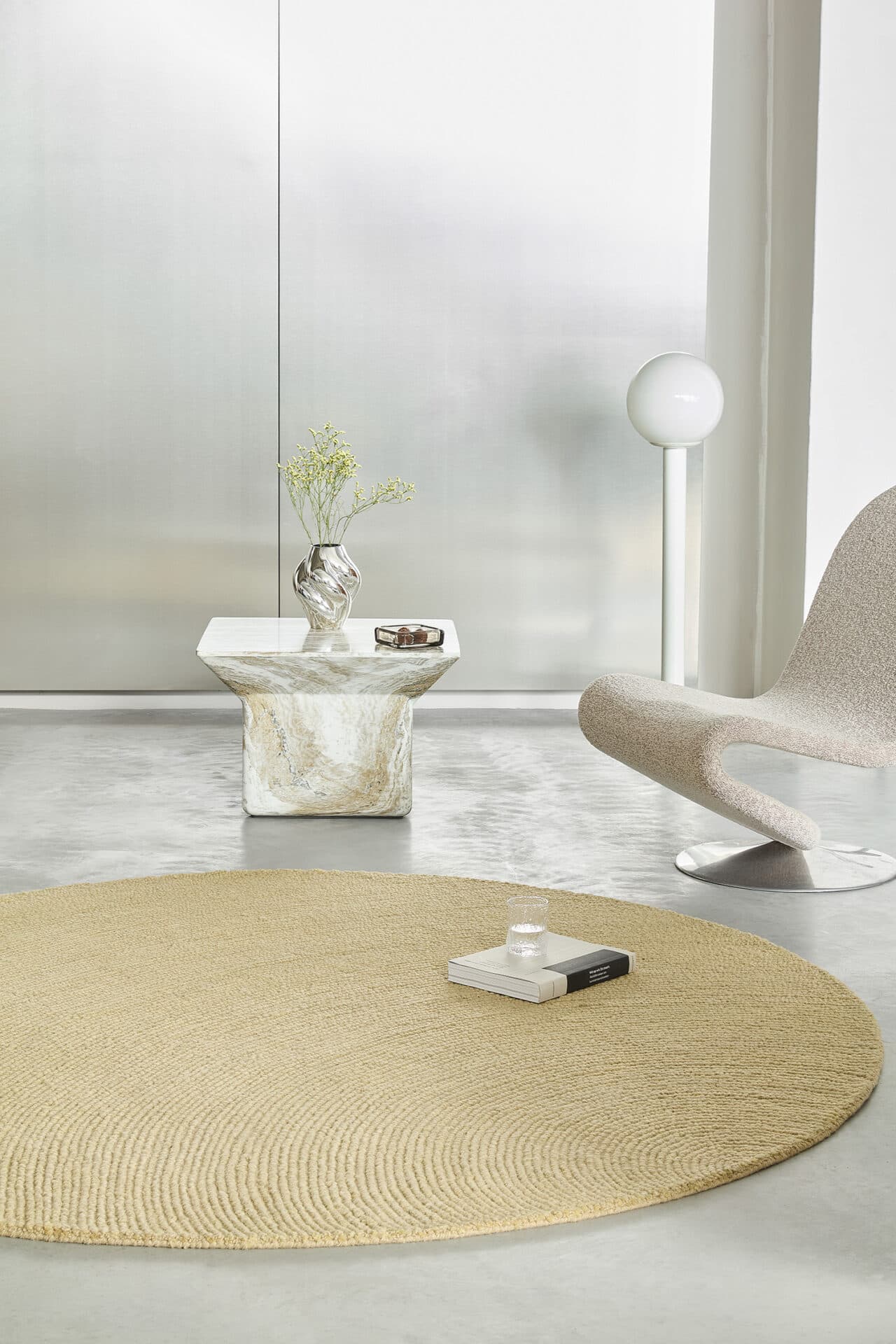 Dywan Decor Echo Sand Round beżowy, piaskowy 150x150, wełna, Brink&Campman - 378286