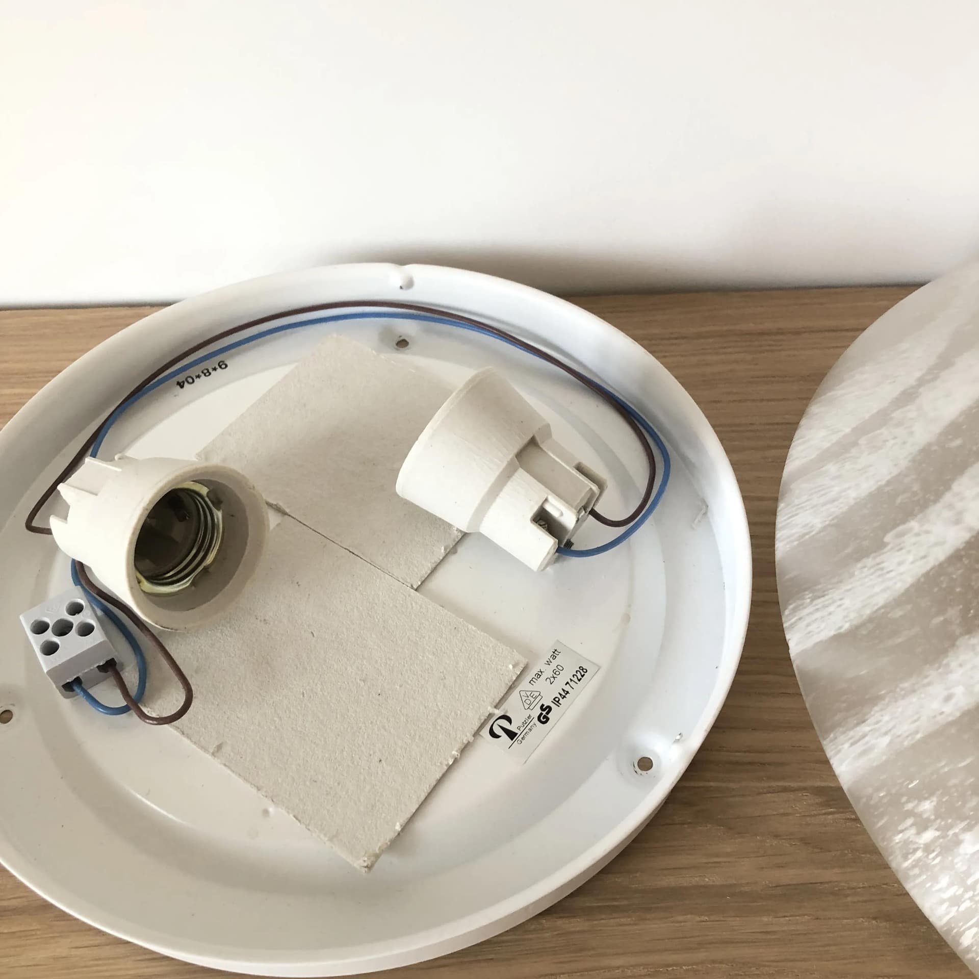 White Glass Ceiling or Wall Lamp, Peill & Putzler, Germany, 1980s - 27737