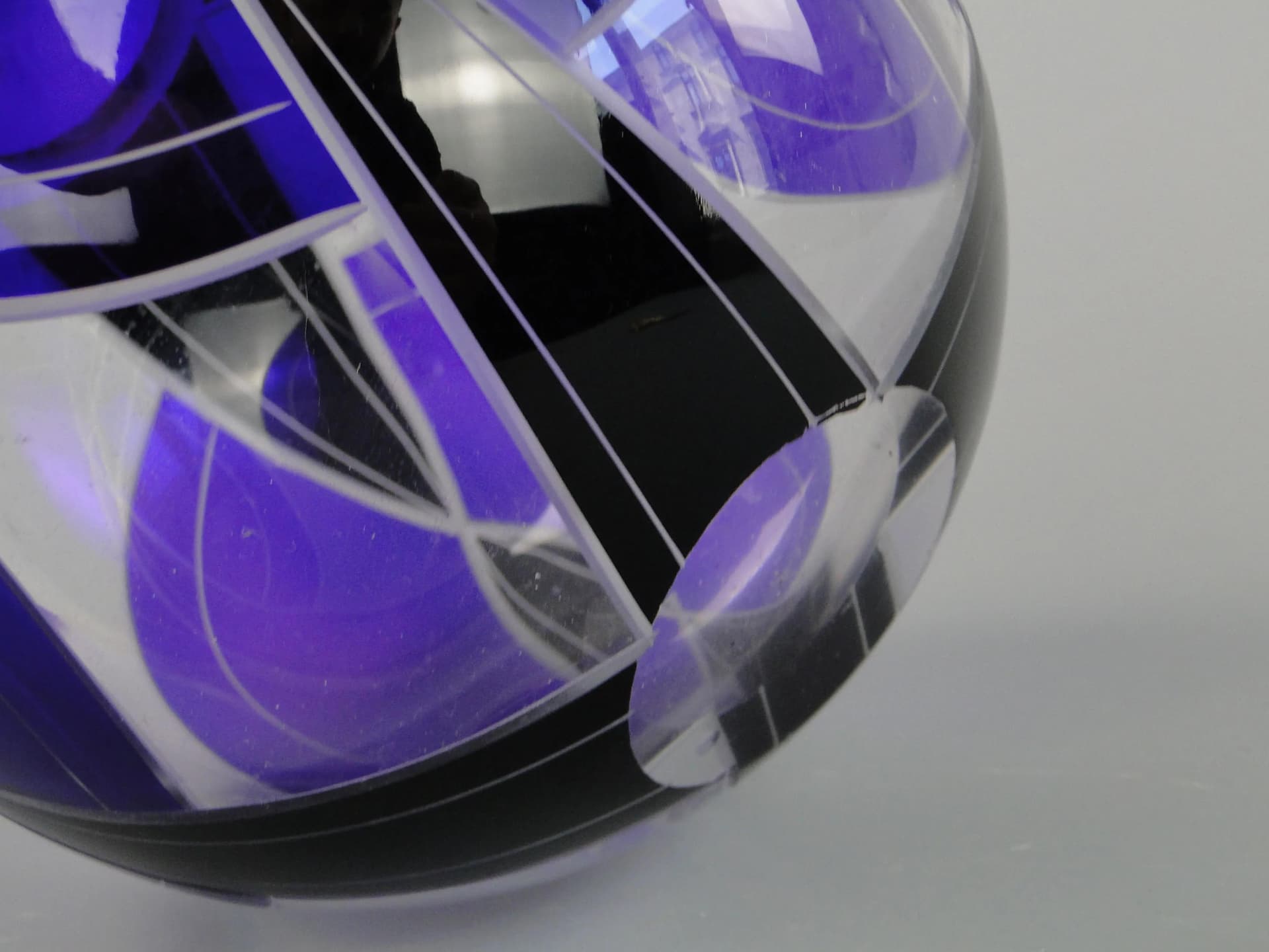 Wazon Art Deco, kryształ niebieski, proj. K. Palda, Czechosłowacja, lata 30. - 27774