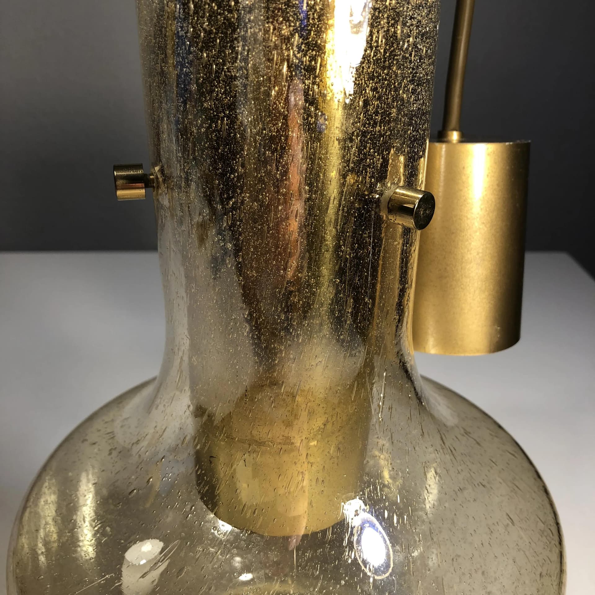 Lampa wisząca, złocony mosiądz, szkło bąbelkowe, Wila, Niemcy, lata 70. - 27722