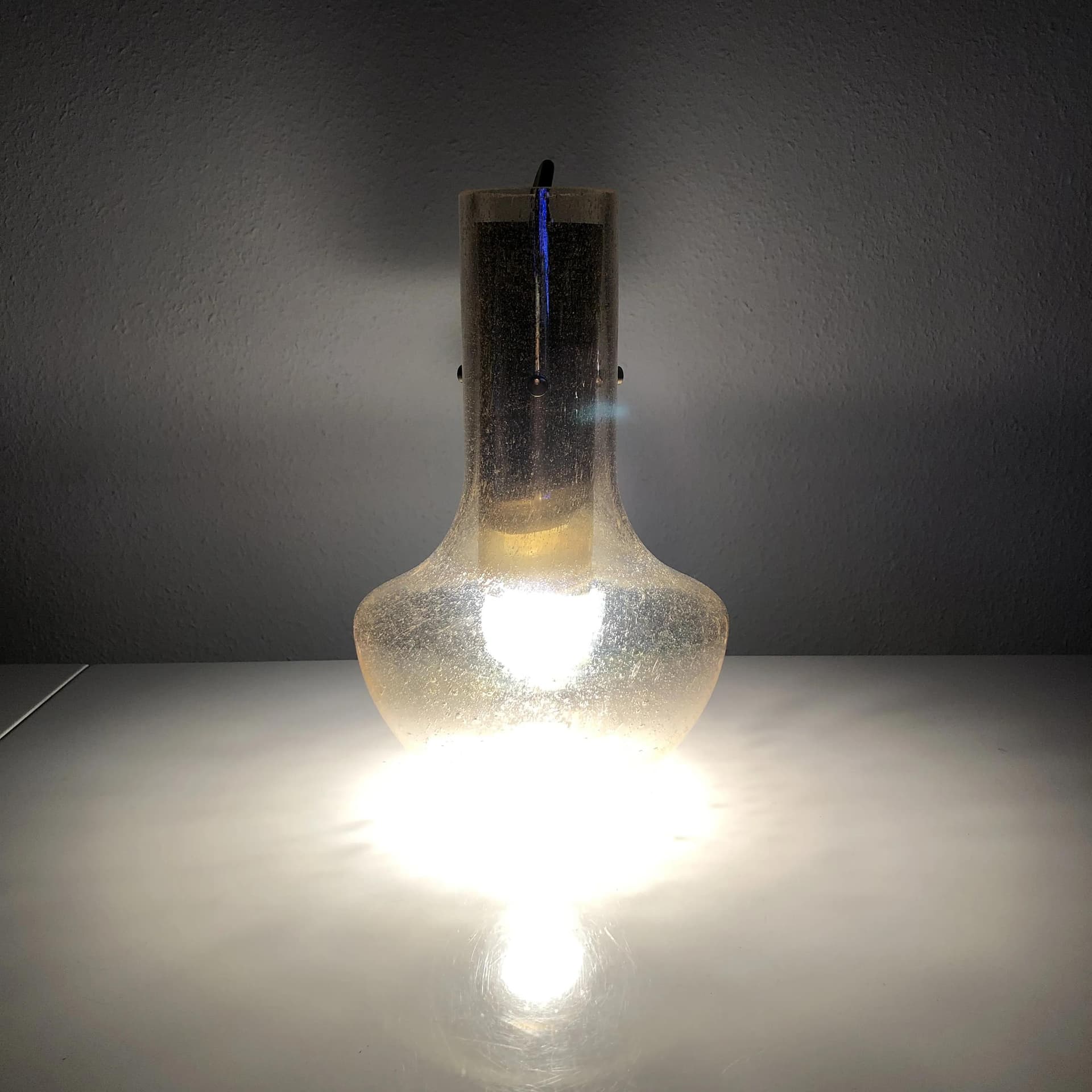 Lampa wisząca, złocony mosiądz, szkło bąbelkowe, Wila, Niemcy, lata 70. - 27719