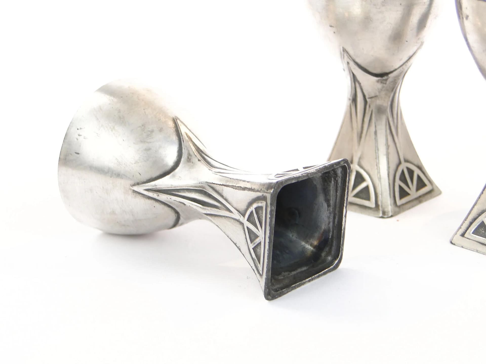 Zestaw czterech kieliszków do jajek, secesja, srebro, WMF, Niemcy, początek XX w. - 27941