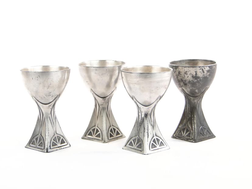 Set of four egg cups, Art Nouveau, silver, WMF, Germany, early 20th c.