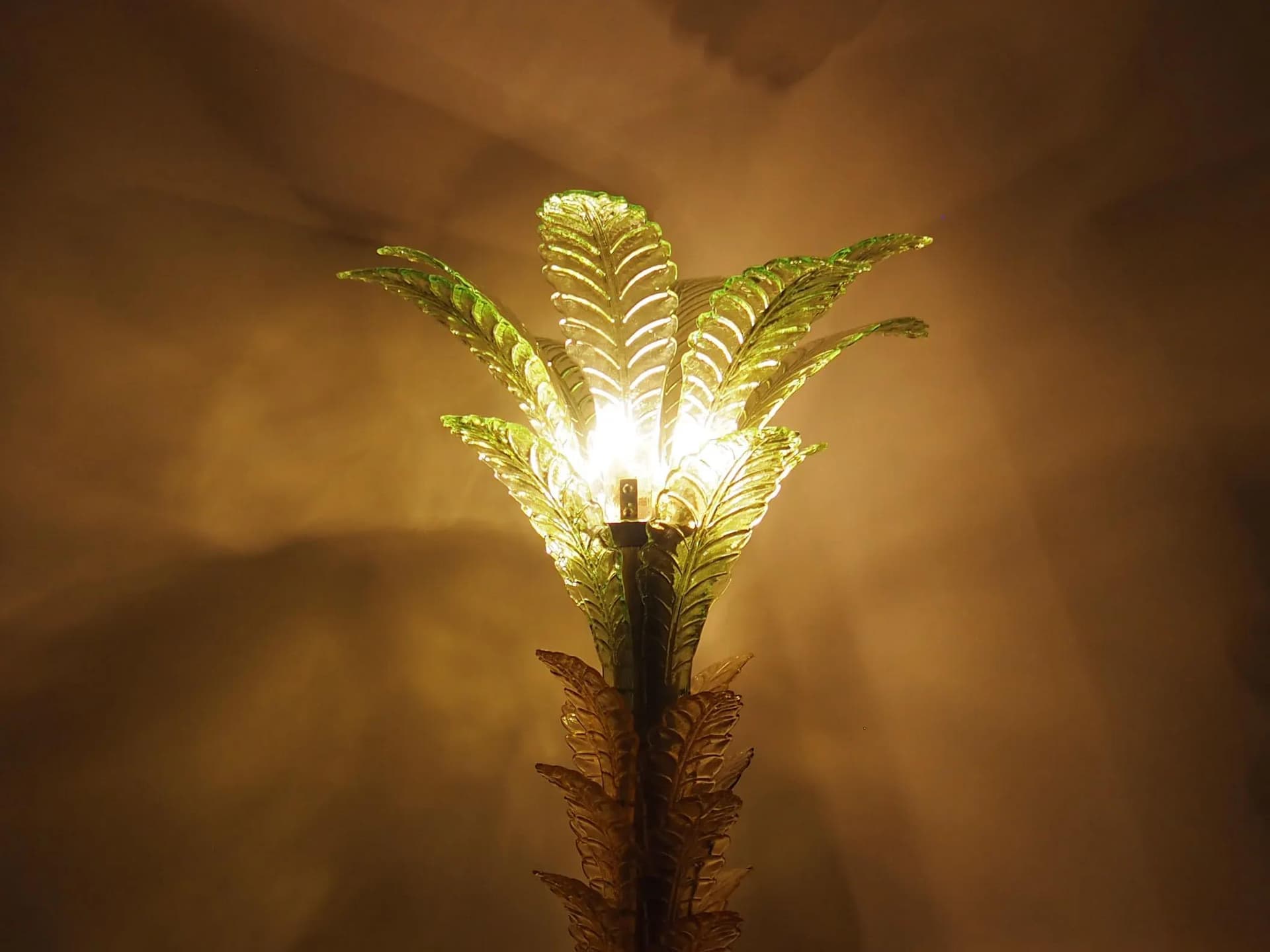 Floor lamp Palma, Murano glass yellow green, brass, Italy, 1970s. - 28000