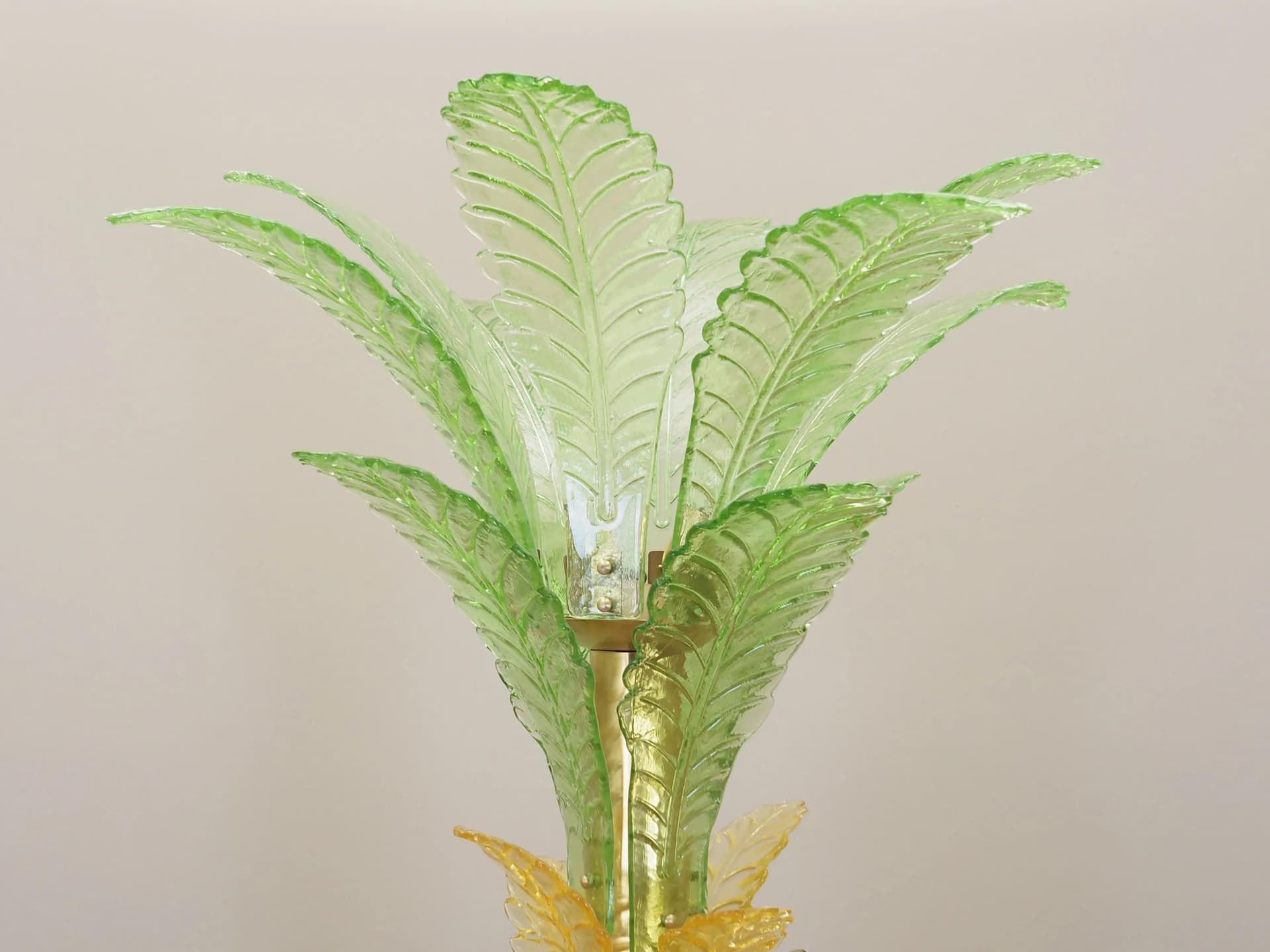 Floor lamp Palma, Murano glass yellow green, brass, Italy, 1970s. - 27993