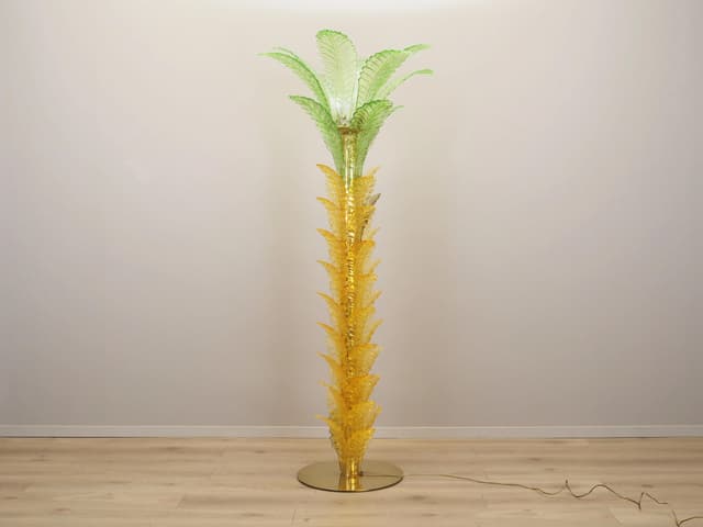 Floor lamp Palma, Murano glass yellow green, brass, Italy, 1970s. - DIMENSION