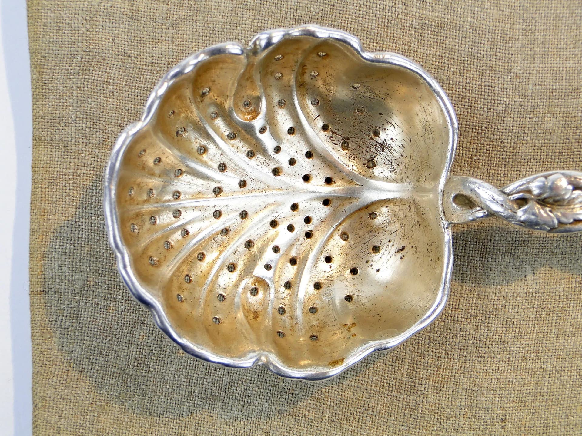 Gilt Art Nouveau Slotted Pickle Spoon, Bracia Henneberg, Poland, 1920s - 27921