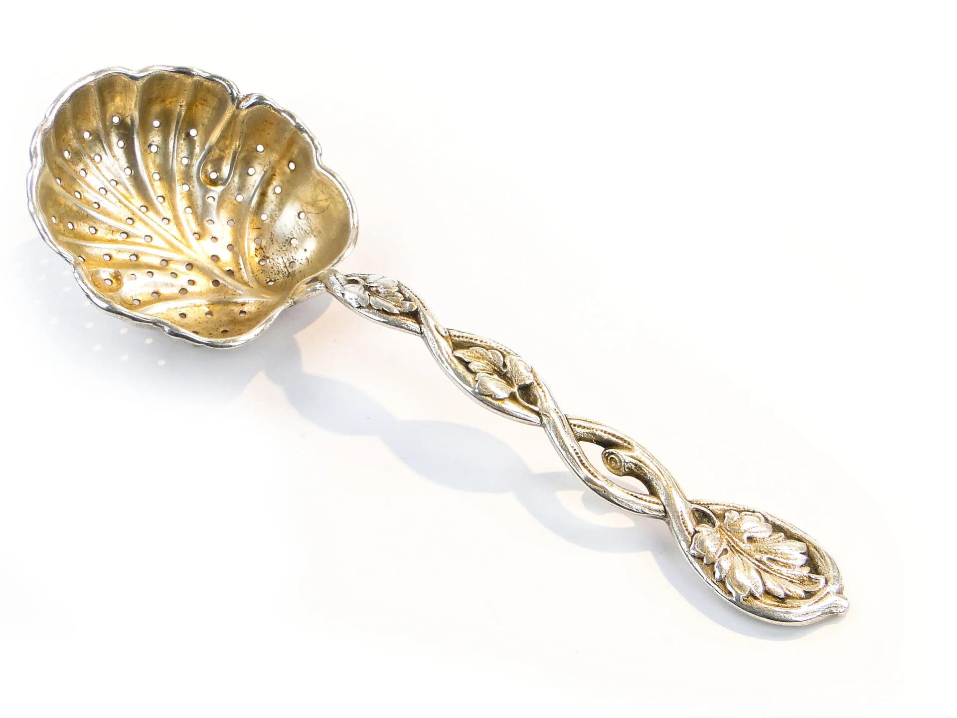 Gilt Art Nouveau Slotted Pickle Spoon, Bracia Henneberg, Poland, 1920s - 27926