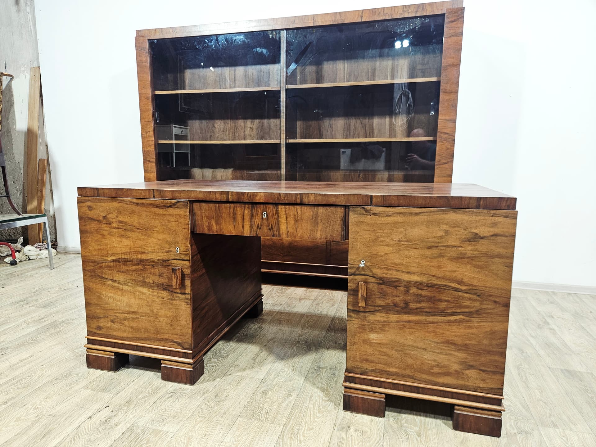 Office set Art Deco, brown walnut, Austria, 1940s - 381554