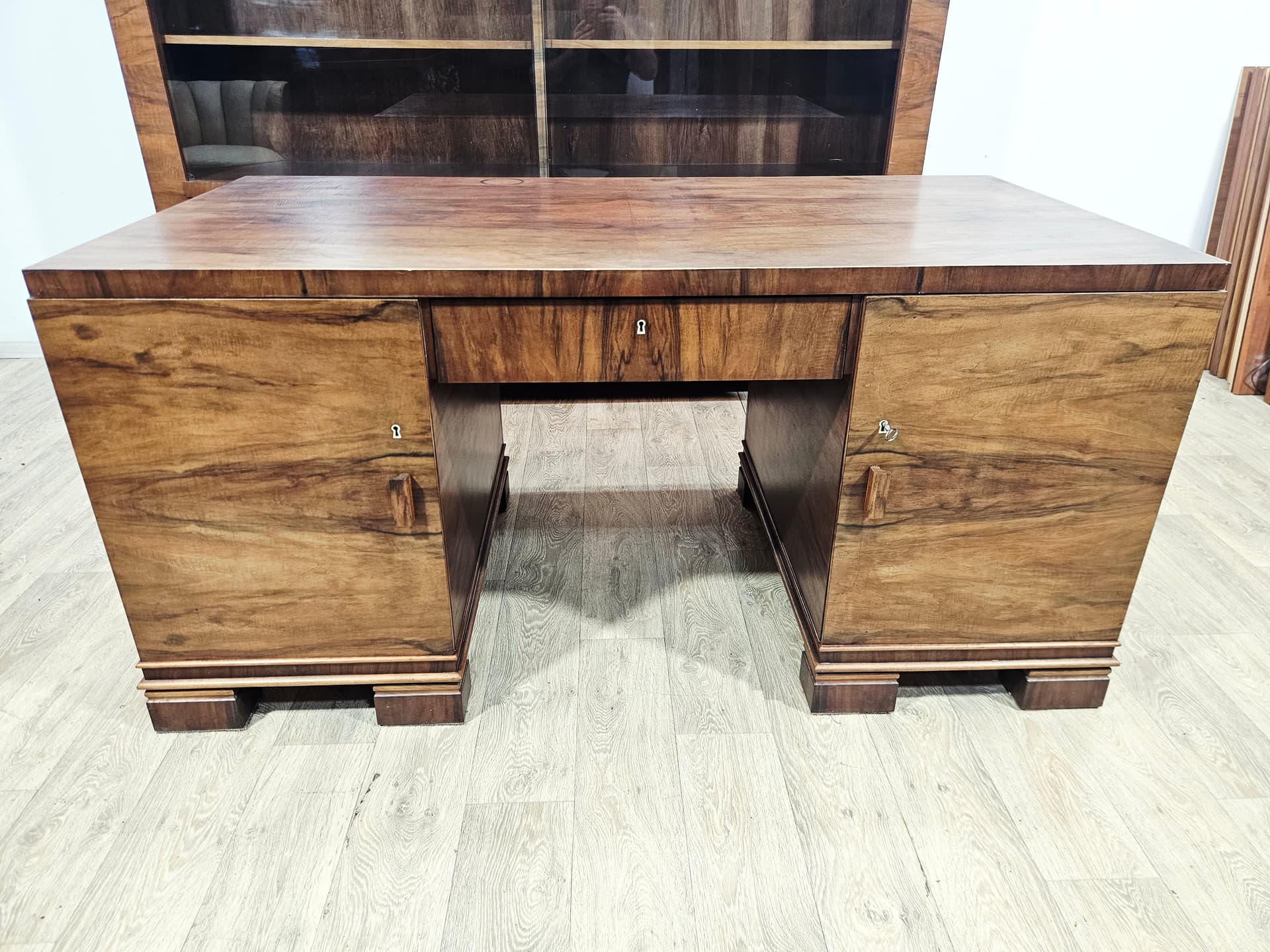 Office set Art Deco, brown walnut, Austria, 1940s - 381548