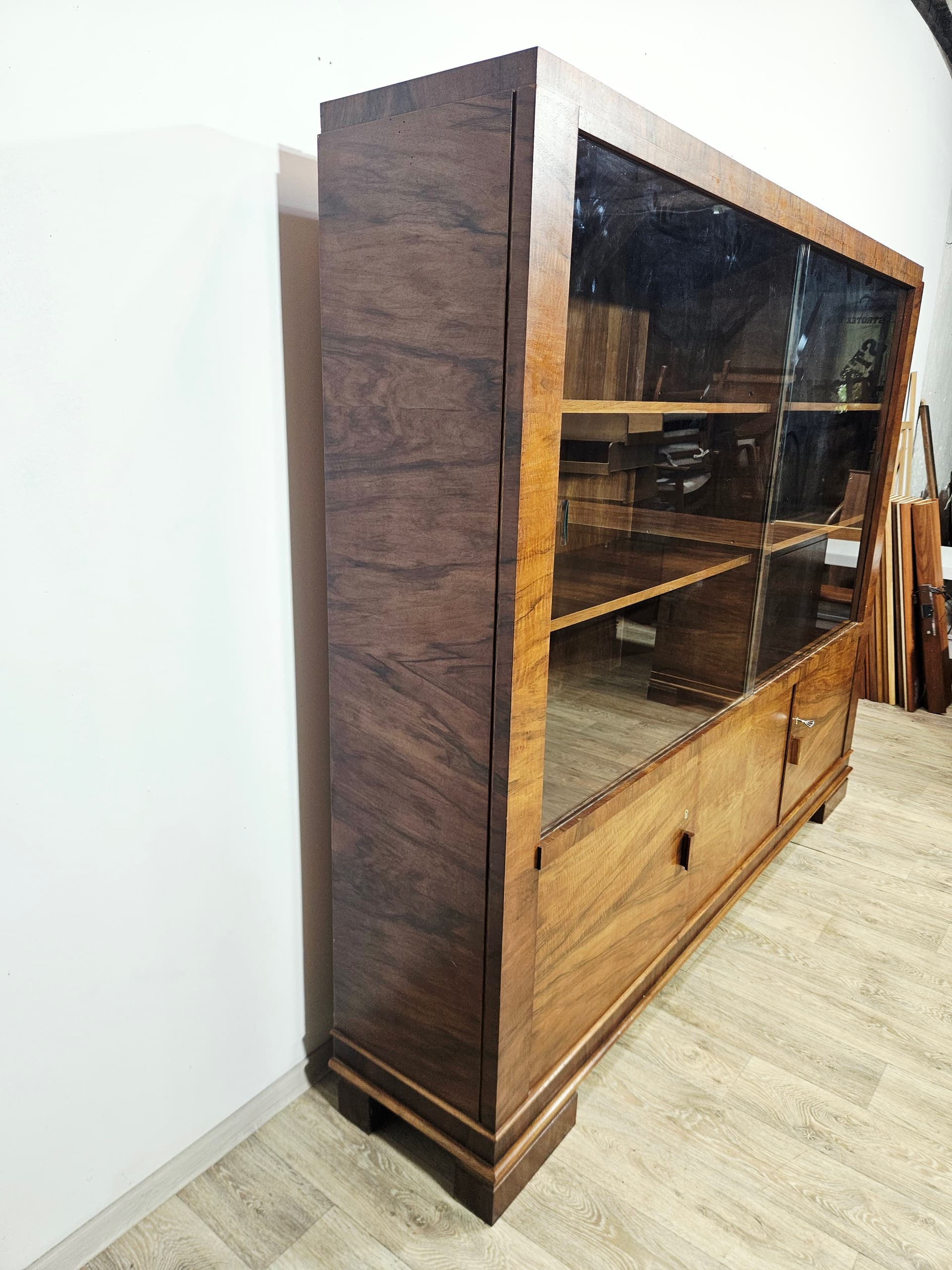 Office set Art Deco, brown walnut, Austria, 1940s - 381544