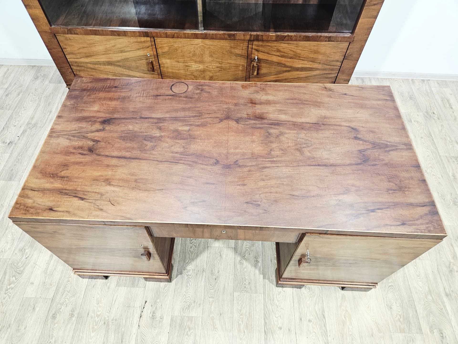 Office set Art Deco, brown walnut, Austria, 1940s - 381549