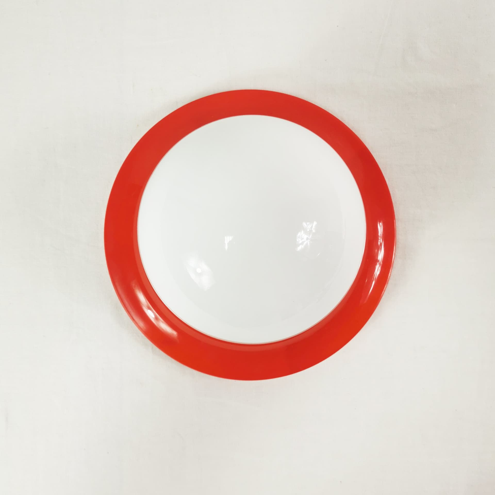 Lampa Space Age, plastik czerwony, szkło białe, Polska, lata 60. - 381695