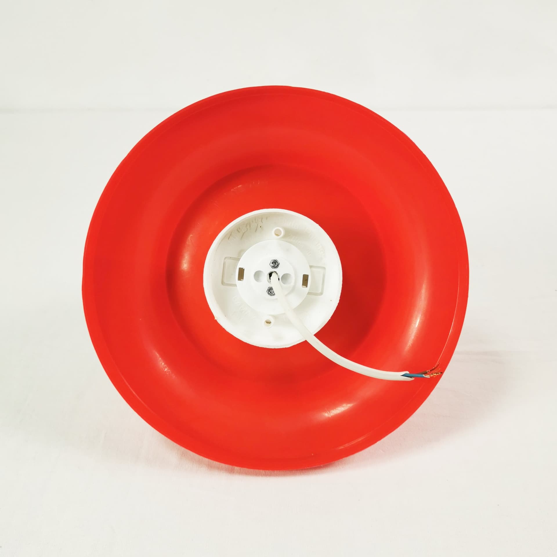 Lampa Space Age, plastik czerwony, szkło białe, Polska, lata 60. - 381697