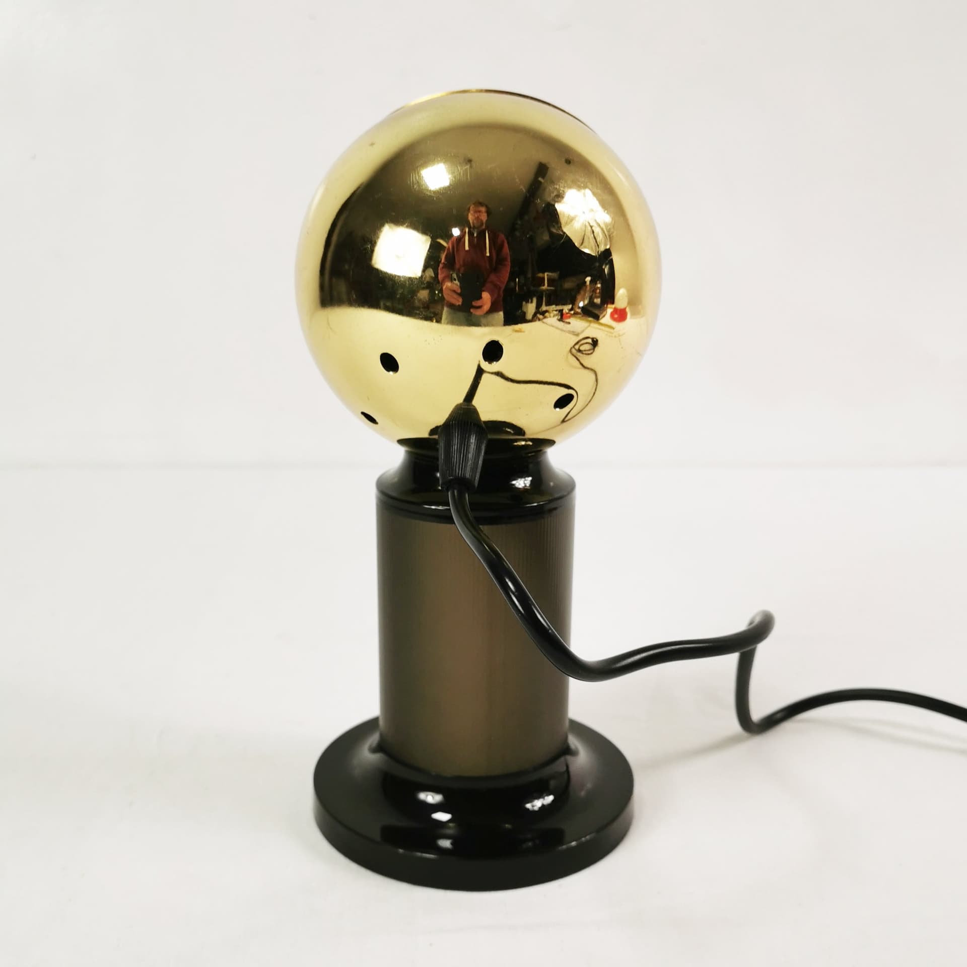 Lampa stołowa Space Age, metal złoty, plastik czarny, Berendsohn, Niemcy, lata 70. - 381706