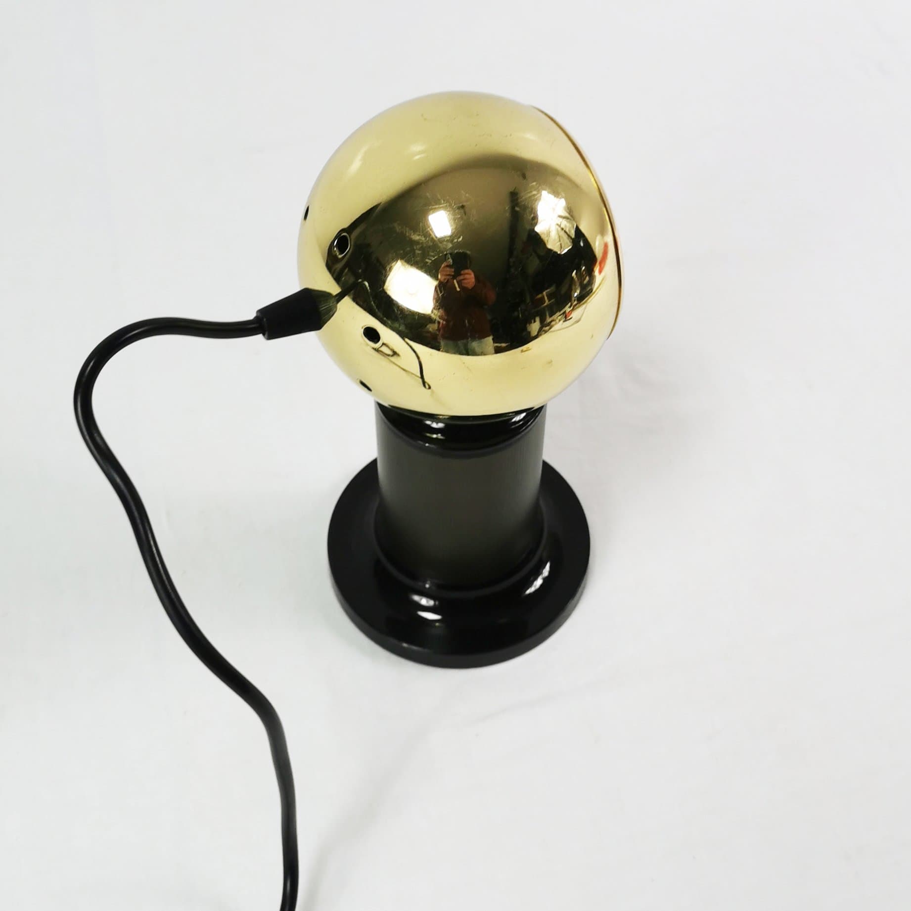 Lampa stołowa Space Age, metal złoty, plastik czarny, Berendsohn, Niemcy, lata 70. - 381707