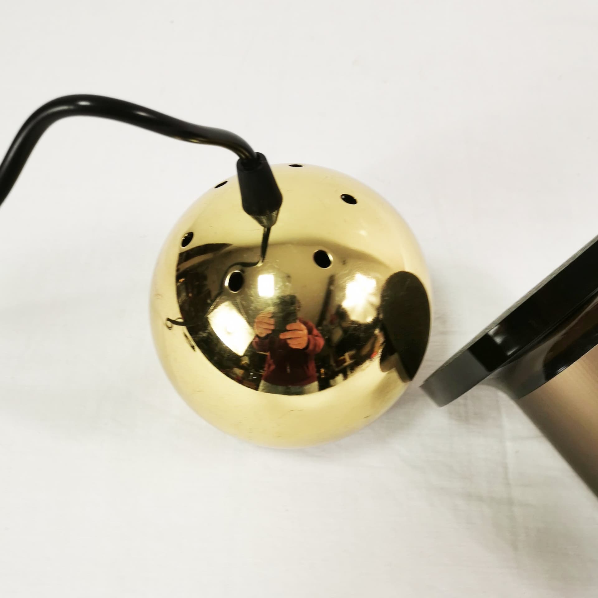 Lampa stołowa Space Age, metal złoty, plastik czarny, Berendsohn, Niemcy, lata 70. - 381709