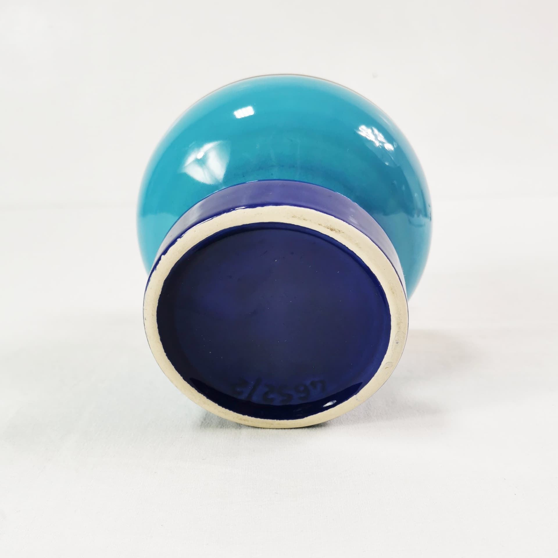 Vase Bauhaus, blue red yellow ceramic, by G. Schmider, Zeller Keramik, Germany, 1950s. - 381736