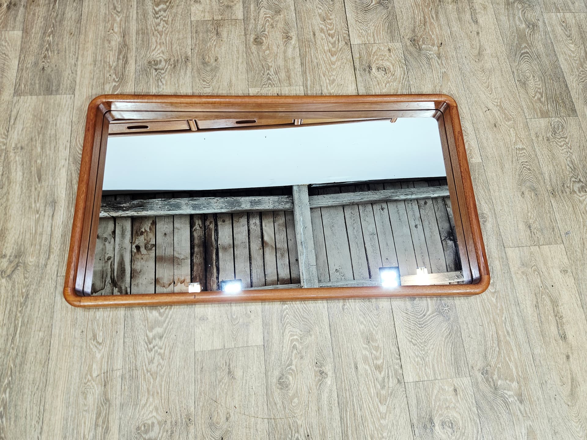 Wall mirror No. 206, brown teak, by A. Kjersgaard, Holstebro Møbelfabrik, Denmark, 1960s. - 381811