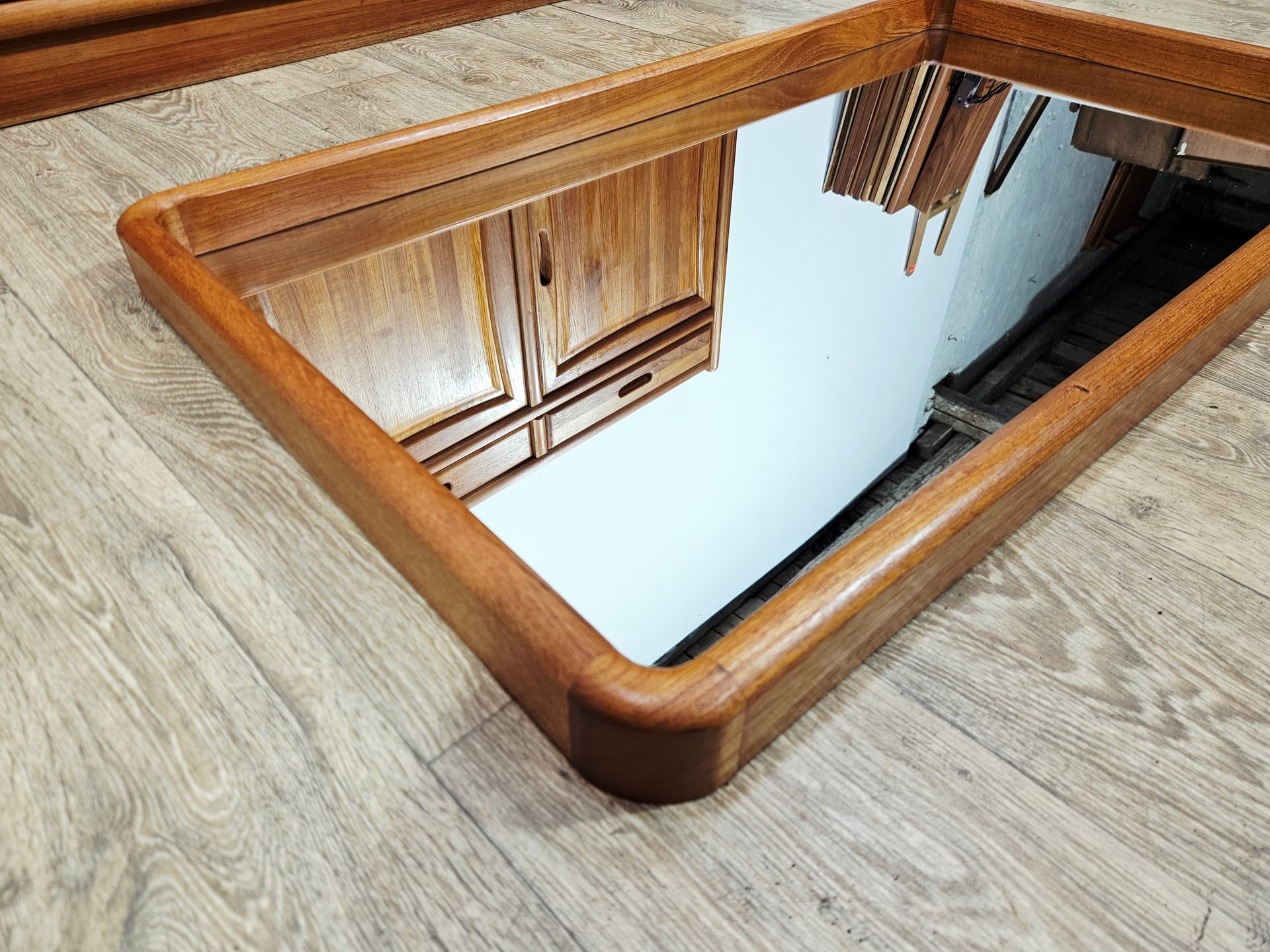 Wall mirror No. 206, brown teak, by A. Kjersgaard, Holstebro Møbelfabrik, Denmark, 1960s. - 381812