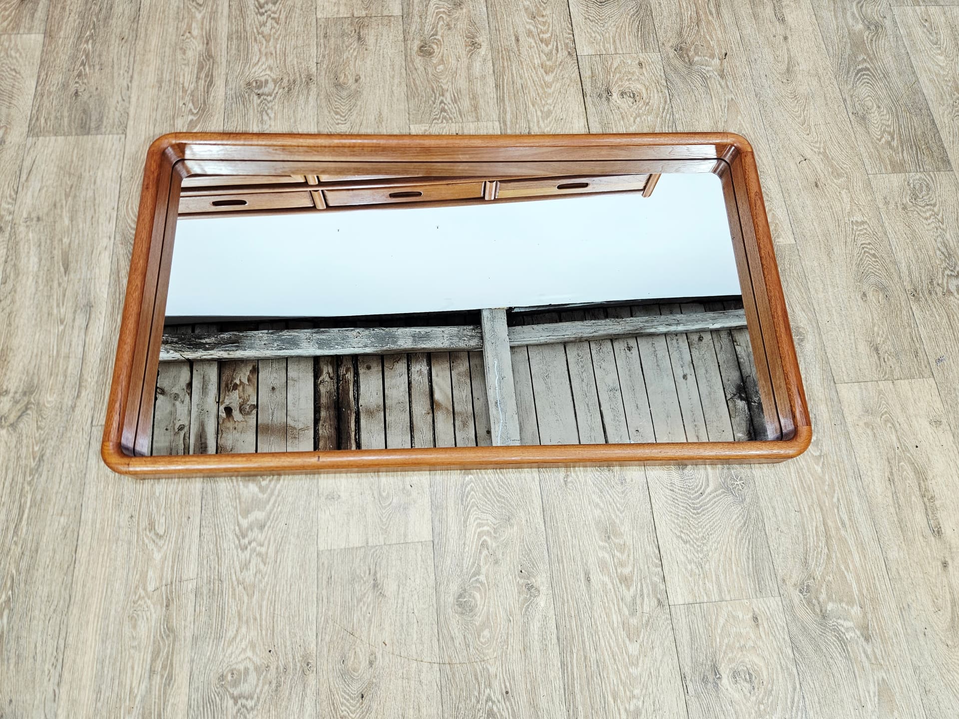 Wall mirror No. 206, brown teak, by A. Kjersgaard, Holstebro Møbelfabrik, Denmark, 1960s. - 381810
