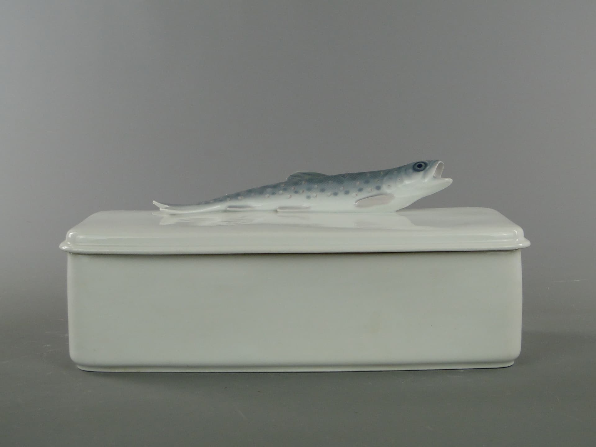 Kitchen container with trout, white porcelain, Rosenthal, Germany, early 20th century - 381821