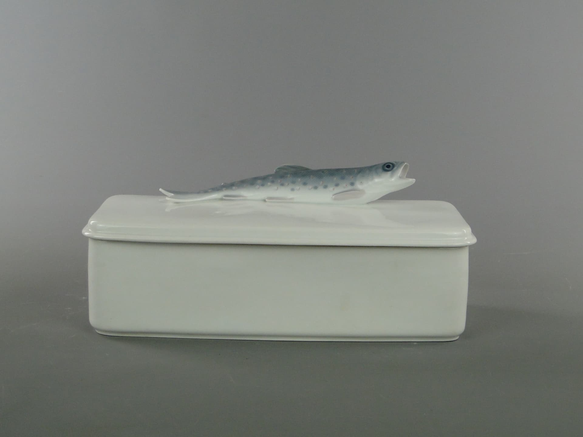 Kitchen container with trout, white porcelain, Rosenthal, Germany, early 20th century - 381819