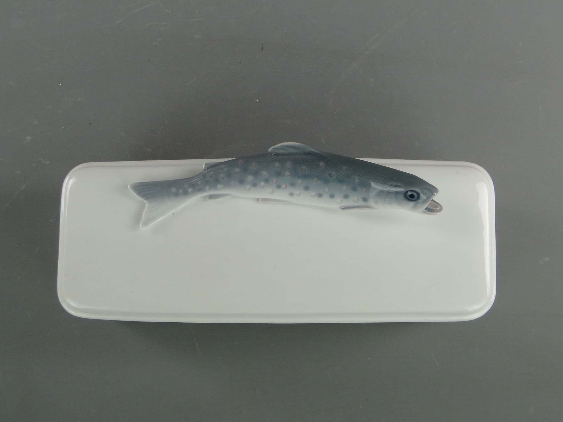 Kitchen container with trout, white porcelain, Rosenthal, Germany, early 20th century - 381824