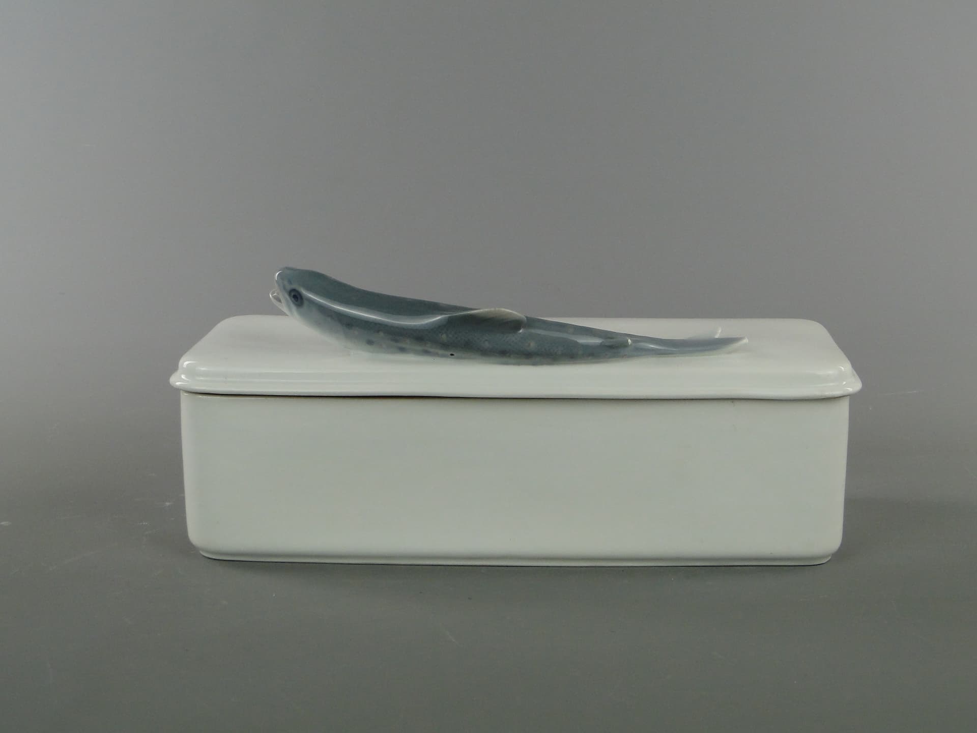 Kitchen container with trout, white porcelain, Rosenthal, Germany, early 20th century - 381823
