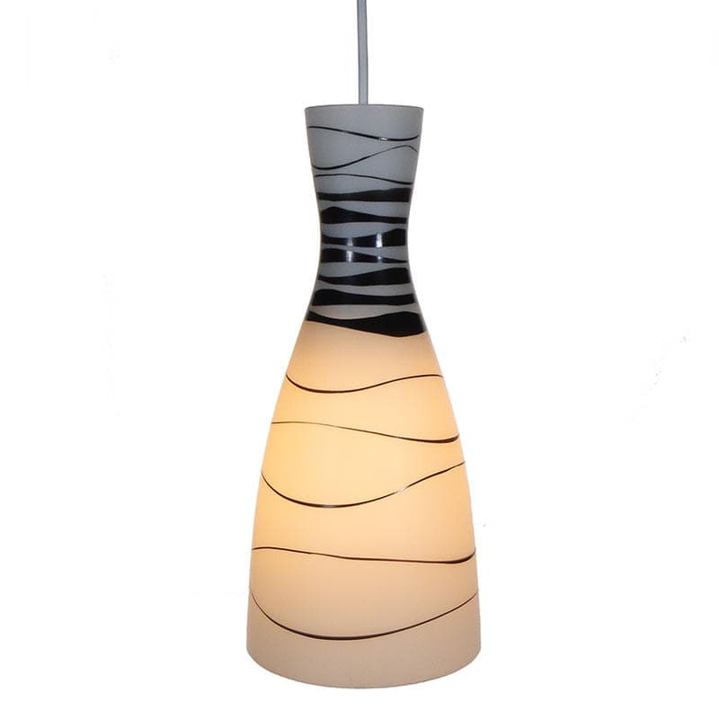 Lampa wisząca Brusel, szkło biały czarny, proj. J. A. Junek, Czechosłowacja, lata 60. - 381837