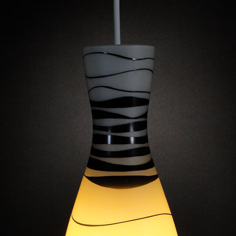 Lampa wisząca Brusel, szkło biały czarny, proj. J. A. Junek, Czechosłowacja, lata 60. - 381839