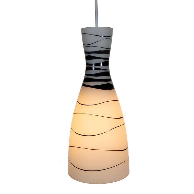 Lampa wisząca Brusel, szkło biały czarny, proj. J. A. Junek, Czechosłowacja, lata 60. - 381832