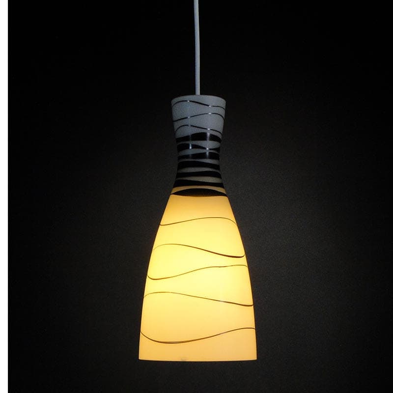 Lampa wisząca Brusel, szkło biały czarny, proj. J. A. Junek, Czechosłowacja, lata 60. - 381834