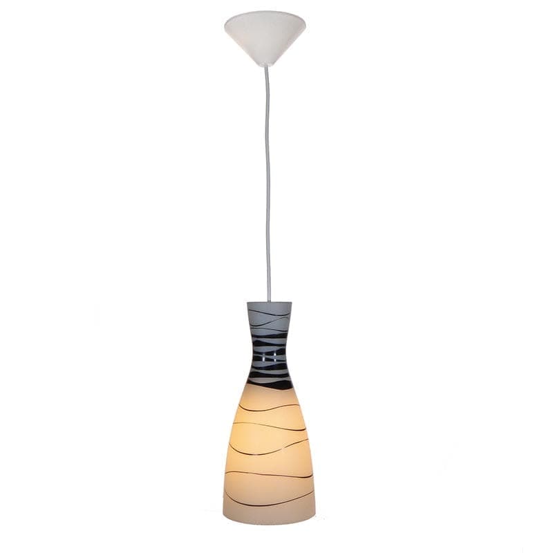 Lampa wisząca Brusel, szkło biały czarny, proj. J. A. Junek, Czechosłowacja, lata 60. - 381838