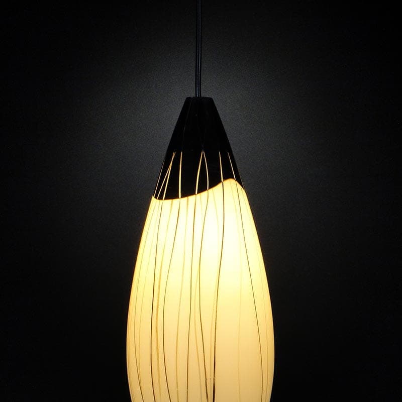 Lampa wisząca Brusel, szkło biały czarny, proj. J. A. Junek, Czechosłowacja, lata 60. - 381848