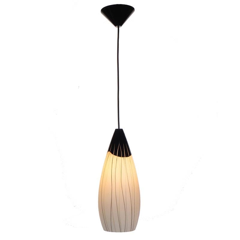Lampa wisząca Brusel, szkło biały czarny, proj. J. A. Junek, Czechosłowacja, lata 60. - 381845