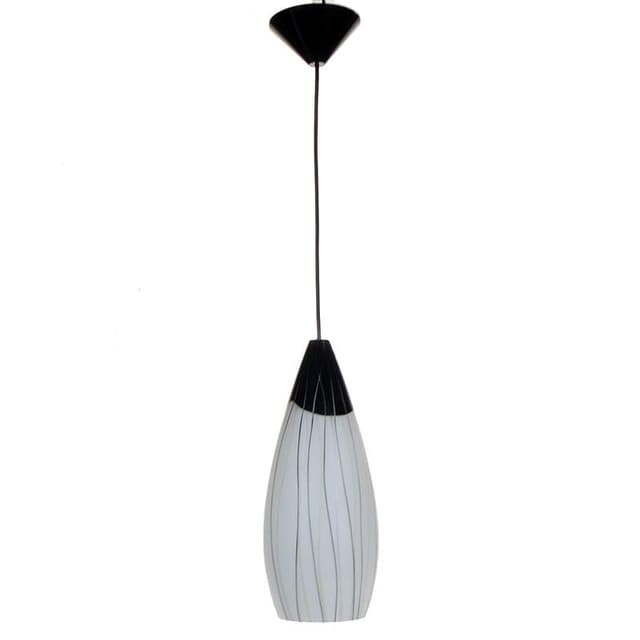 Lampa wisząca Brusel, szkło biały czarny, proj. J. A. Junek, Czechosłowacja, lata 60. - WYMIARY