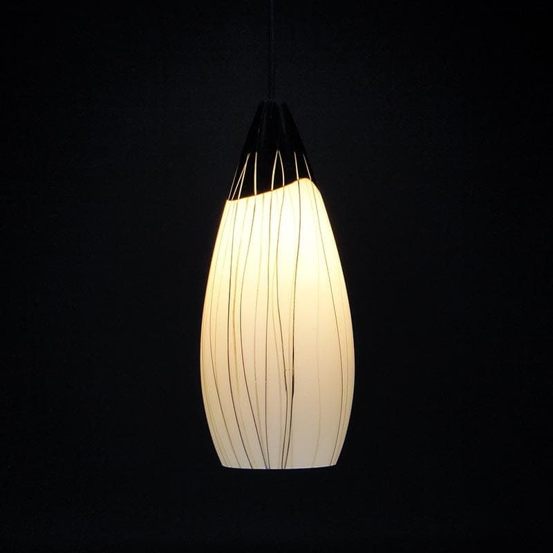Lampa wisząca Brusel, szkło biały czarny, proj. J. A. Junek, Czechosłowacja, lata 60. - 381849
