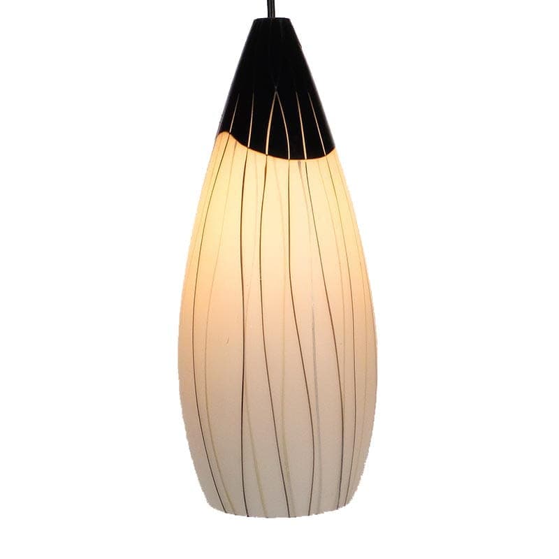 Lampa wisząca Brusel, szkło biały czarny, proj. J. A. Junek, Czechosłowacja, lata 60. - 381841